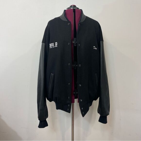 Vintage Black Leather and Wool Varsity Jacket XXL - Picture 2 of 12